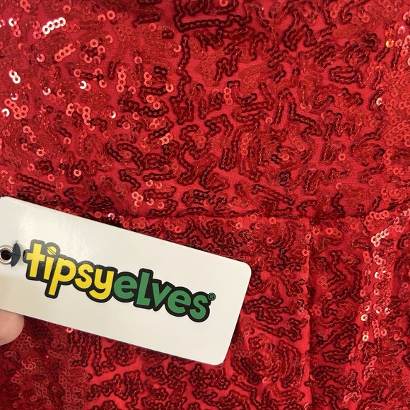 Tipsy Elves Womens Leggings Pants Size Large Red Sequin Holiday Christmas BxRR - Picture 5 of 8